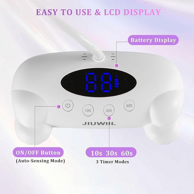 UV LED Nail Lamp,UV Light for Gel Nails with 24 Beads(White) | Curing lamp 3 Timer Nail Dryer, LCD Display, Auto Sensor, Fast Curing Goosenecks Lamp for Gel Polish for DIY at Home