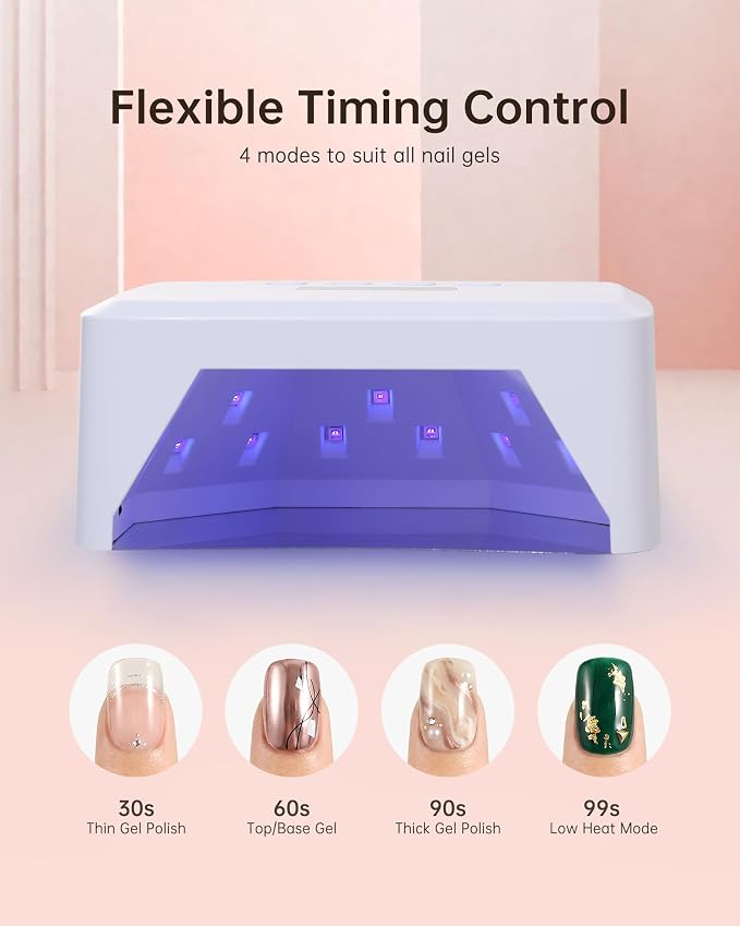 UV Nail Lamp, Cordless UV Light for Gel Nails, Nail Dryer, Salon & Home | 30 Beads | 120W | 6000mAh | Smart Sensor | Detachable Base