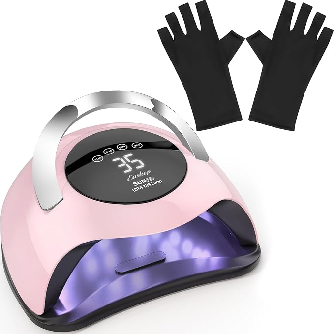 Easkep 120W UV Nail Lamp Kit - Gel Nails Dryer with UV Gloves