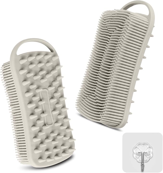 Silicone Body Scrubber, Loofah for Women, Shower Cleaner Scrub Body Brush | Gentle Exfoliating Shower Bath Brush, Rubber Body Wash Deep Cleaning & Exfoliator & Massage, Travel-Friendly for Bathroom