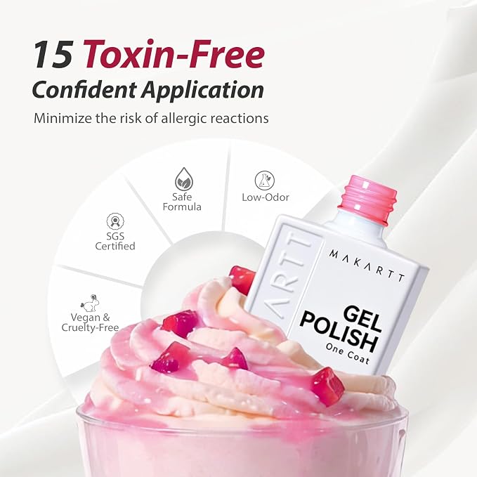 Makartt Pink Gel Nail Polish Set 15ML : 6 Pink Rose Colors | Large Capacity, High-Gloss, One-Coat Coverage, Love-Heart Glitter White Rose Red, UV/LED Lamp Required, Home & Salon DIY