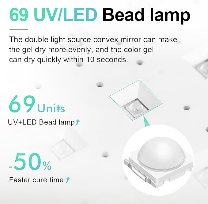 L'UGX Professional Nail Lamp for Gel Polish Dryer 72W LED UV Nail Lights with Arm Rest Pillow & Retractable Tray,Perfect for Manicure & Pedicure at Salon & Home Pink