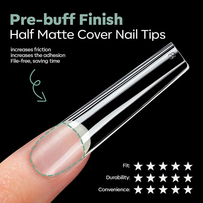 Modelones Long Square Nail Tips 3xxxl Straight Pre-shaped Soft Gel Fake Kit | Acrylic Clear Full Cover Press on Extension Kit Gel Manicure DIY at Home 216PCS 12Sizes