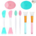 Yokilly Silicone Face Scrubber Kit: Exfoliator Blackhead Skin Care Tool | 8 Pcs Kit For 2pcs Exfoliating Lip Brush & 4pcs Cleansing Brush & 2pcs Face Mask Brush - Ultra-soft Silicone Deep-Cleans Pore