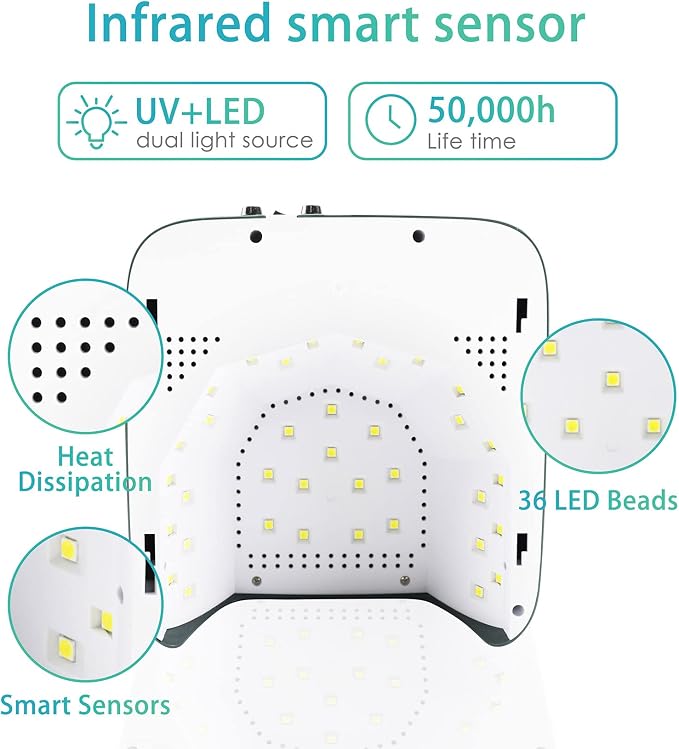 72W Cordless UV LED Nail Lamp for Gel Polish, Rechargeable Nail Polish Dryer Gel Machine for Manicure and Pedicure, Fast Nail Polish Curling Lamp with 4 Timer Setting Automatic Sensor