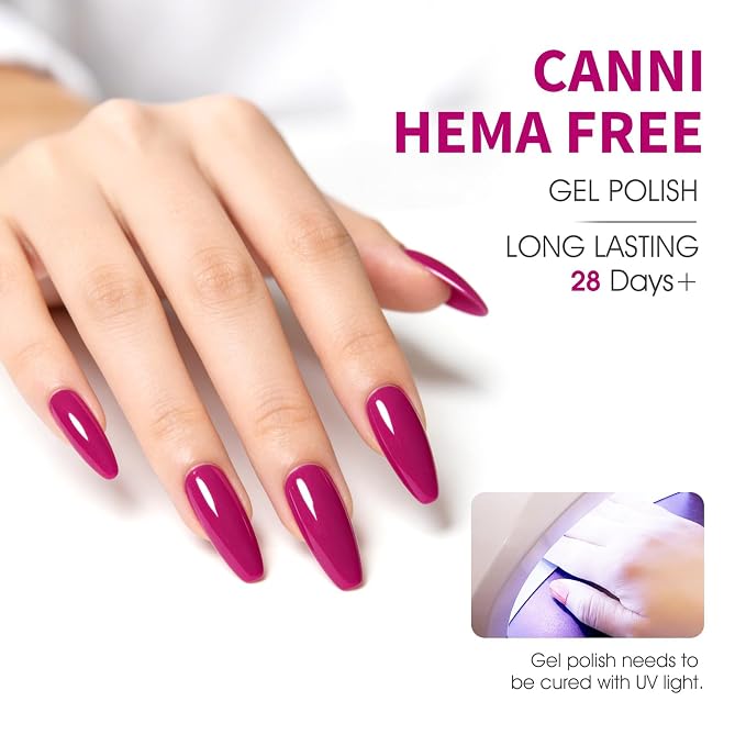 CANNI 9ML Gel Nail Polish Set, 6 Bold Shades UV LED Soak Off Gel Polish | Smooth Application • Highly Pigmented • Glossy Finish • Long-Lasting Wear • Nail Art • Salon DIY Manicure • Easy Application