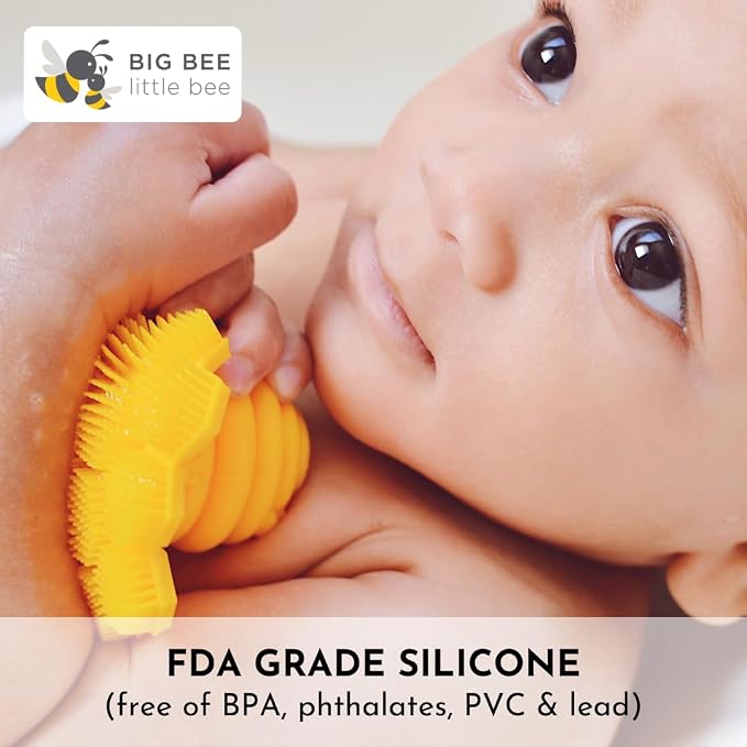Big Bee, Little Bee - Kids Original ScrubBEE, 100% Silicone Childrens Bath Scrubber, Promotes Effective Independent Hand & Body Washing, As Seen on Shark Tank (Periwinkle)