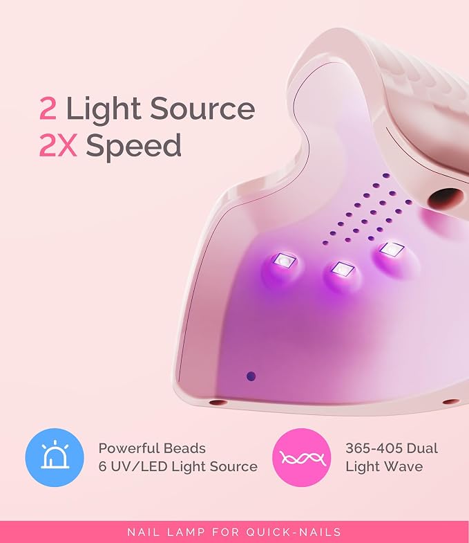 MelodySusie Lightweight Compact UV Nail Lamp P-Art06F for Half-Cured Gel | 6W, 45s/75s Timer, One-Button Control, 6 UV/LED Beads, Base Coat, Top Coat, Beginners, Corded