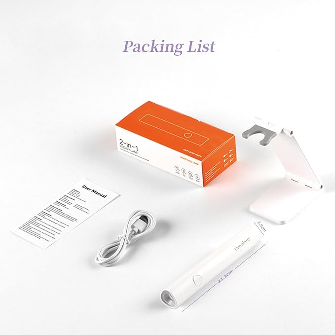 UV Light for Gel Nails, Mini UV LED Nail Lamp Handheld with Stand | Portable Nail Dryer Rechargeable USB Cordless, Nail Light with 2 Timers for Fast Drying, White