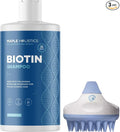 Biotin Shampoo with Scalp Scrubber Set - Hair Shampoo Brush and Silicone Scalp Exfoliator with Volumizing Shampoo Set made with Rosemary Essential Oil and Biotin for Thinning Hair 16 oz