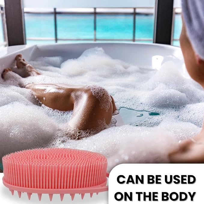 All-in-One Exfoliating Shower Brush – Gentle Silicone Loofah for Sensitive Skin with Dual-Purpose Scalp Massage for Spa-Quality Showers Daily (1pck) (Green)