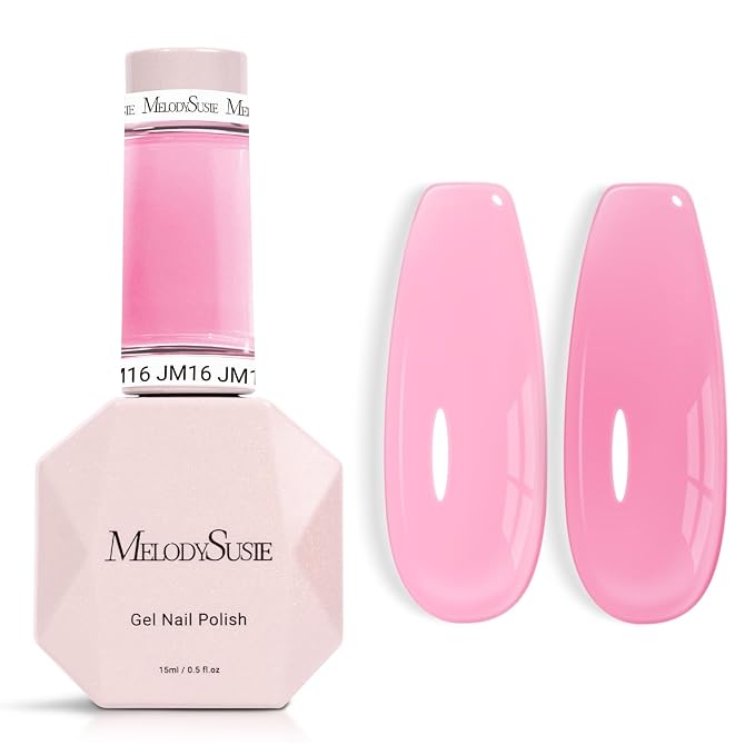 MelodySusie Jeweliver Gel Nail Polish, 0.5Fl.oz Berry Pink Gel Polish Pastel Nude Color Sheer Translucent Soak Off UV LED Light Cure Gift Nail Art Manicure DIY at Home JM16