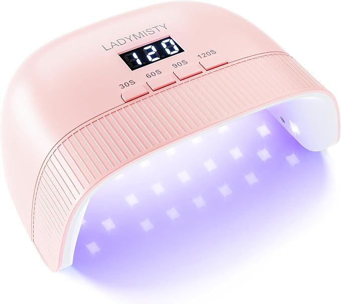 LadyMisty UV Nail Lamp - Fast Drying, UV Light for Gel Nails with 30 Dual Lamp Beads, 4 Timer, LCD Display, Energy Efficient LED Nail Light for Home & Salon(Pink)