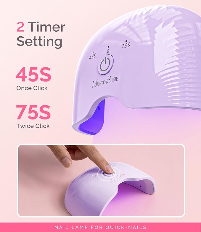 MelodySusie Cordless UV/LED Nail Lamp P-Art06G for Gel Polish | 6W, 45s/75s timers, smart sensor, 1000mAh, 3-5h use. Safely cures half-cured strips, base coat, and top coat without heat