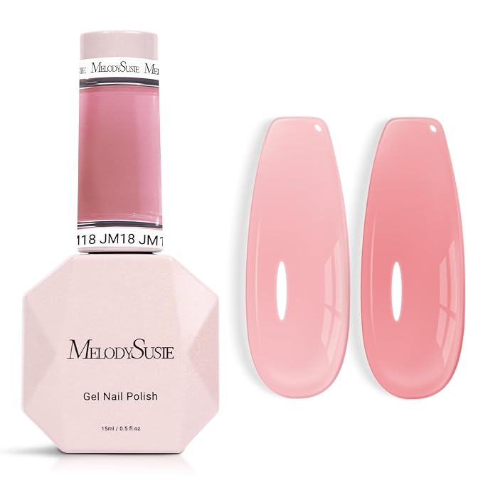 MelodySusie Jeweliver Gel Nail Polish, 0.5Fl.oz Rose Pink Milky Gel Polish Nude Pastel Color Soak Off UV LED Light Cure Gift for Women Manicure Nail Art DIY at Home JM18