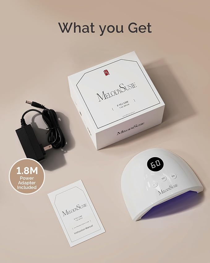 MelodySusie UV Nail Lamp P-Plus30F for Fast Curing Gel Nail Polish | 36W,3 Timer Settings,Smart Sensor,LCD Display,99s Low-Heat Mode,30 UV/LED Beads,Jelly Gel,Base Top Coat,for Beginners at Home