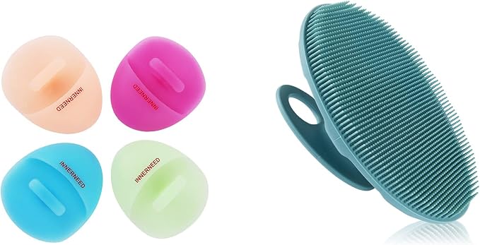 INNERNEED Silicone Facial Brush Body Cleansing Scrubber, Easy to Hold, Fit for Sensitive, Delicate, Dry Skin