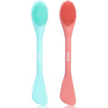 MSQ Silicone Face Mask Brush, Soft Facial Cleansing Scrubber, 2 Pack Double-End Facial Mask Brush for Mud, Clay, Charcoal Mixed Mask, DIY, Skincare Applicator Tools (Orange)