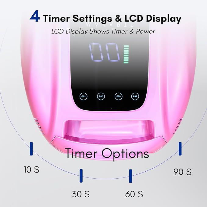Makartt Professional UV LED Nail Lamp with Handle Rechargeable Nail Dryer | Cordless Nail Light with 42 LED Beads 4 Timers LCD Auto Sensor Fast Curing Gel Polish for Salon Nail Artist, Gradient Pink