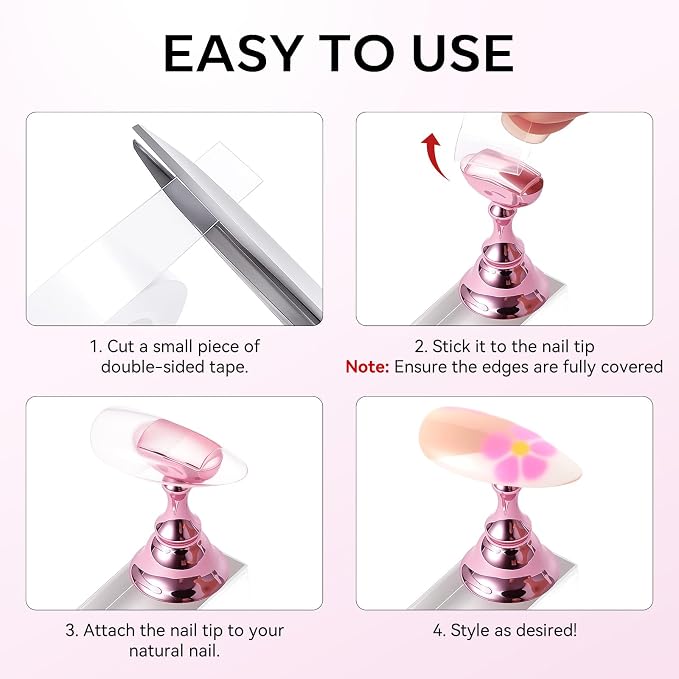 Makartt Nail Stand: Press On Nails Stand Display Practice Art Magnetic Fake Nail Holder for Painting Nails Stand for False Nail Designs with Double-sided Tape for Home DIY Beginner Salon Supplies