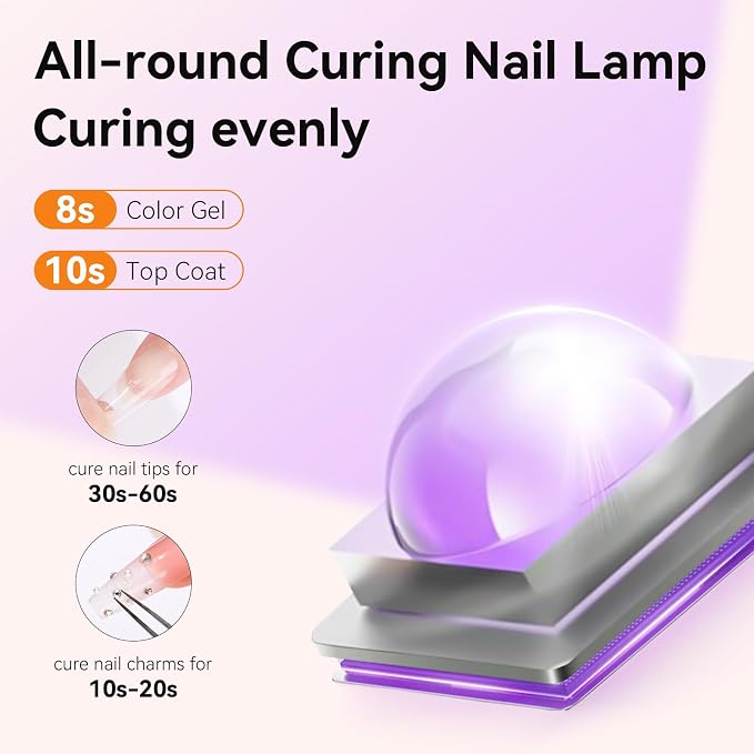 Makartt Handheld Flash Cure Lamp with Painless Mode for Curing Builder Gel | 800mAh Rechargeable UV Light for Gel-X Nail Tips Portable Nail Lamp with LCD Display & 3 Timers Home DIY & Salon, Rose Gold