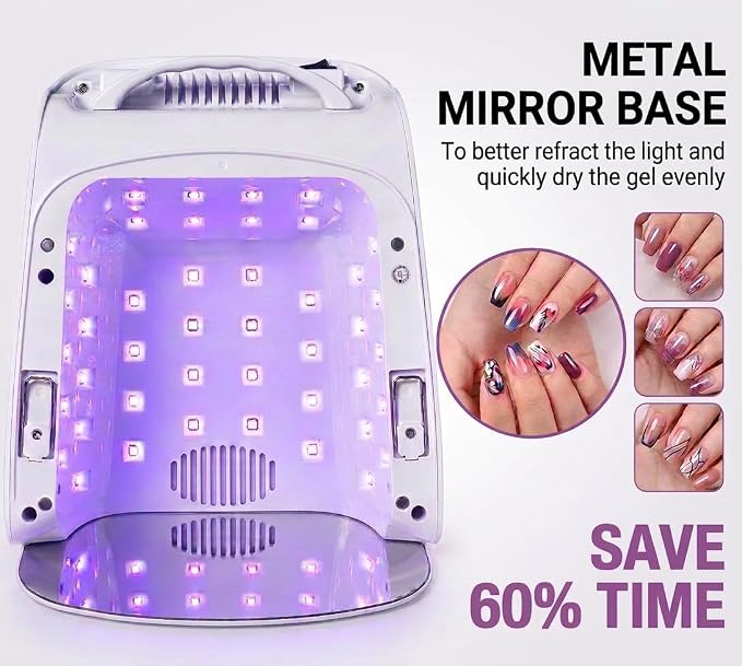 132W UV LED Nail Lamp,Rechargeable UV Light for Gel Nails with 4 Timers | Profsssional LED Nail Lamp Nail Dryer with LCD Screen,Fast Curing for Salon & Home Use