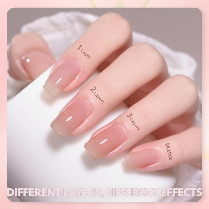 GAOY Nude Jelly Gel Nail Polish Set, 6 Colors Milky Pink Neutral Gel Kit | Buildable Color, Natural Nails, UV Lamp Required, Long Lasting, Easy to Apply, Salon Manicure at Home