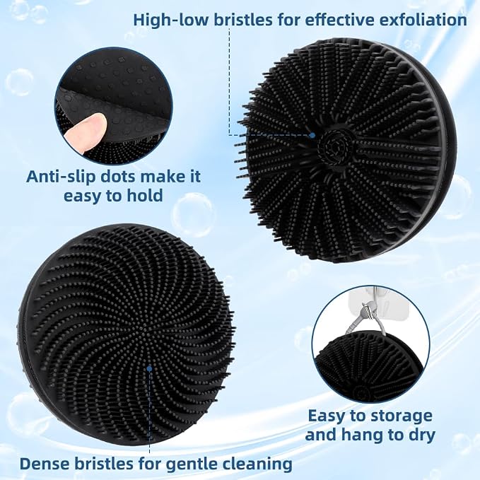 Silicone Body Scrubber, 2pcs Dual-Sided Silicone Loofah 2-in-1 Silicones Shower Scrubbers Exfoliating Body Scrubber for Women Men Soft Silicones Bath Shower Brush for All Skin Lather Well (Pink&Black)