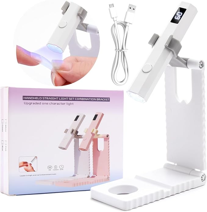 Cordless Mini Nail Lamp 【Skin-Safe Curing】 Portable Handheld UV Light for Gel Nails Rechargeable, Fast Flash Cure LED Nail Dryer for Polish, Nail Strips Salon Home Travel with Stand, White