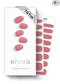 ohora Semi Cured Gel Nail Strips (N Juliet) - Pink, Solid, Works with Any UV/LED Lamps, Salon-Quality, Long Lasting, Easy to Apply & Remove - Includes 2 Prep Pads, Nail File & Wooden Stick