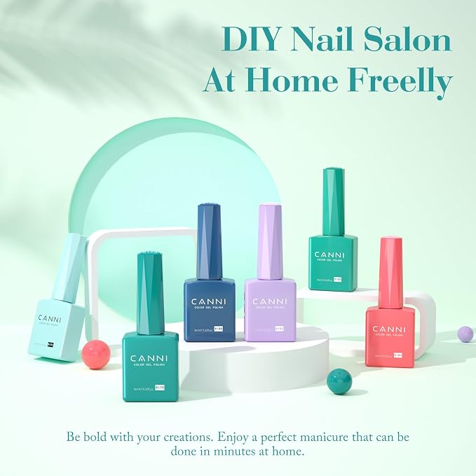 CANNI 9ML Gel Nail Polish Set, 6 Blue Green Shades UV LED Soak Off Gel | Smooth Application • Highly Pigmented • Glossy Finish • Long-Lasting Wear • Nail Art • Salon DIY Manicure • Easy Application