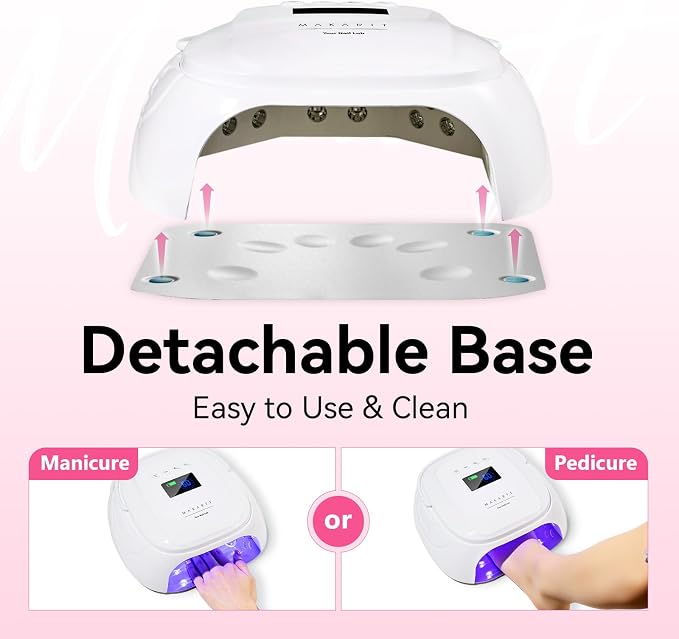 Makartt Professional LED Nail Lamp with Handle 30W Rechargeable Nail Dryer | Cordless Nail Light with 45 LED Beads 4 Timers LCD Auto Sensor Fast Curing Gel Polish for Salon Nail Artist, White