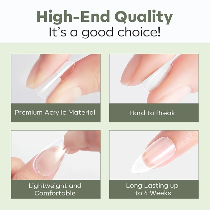 Modelones Long Stiletto Nail Tips Pre-shaped Soft Gel Fake Nails False Full | Acrylic Clear Full Cover Press on Extension Kit Gel Manicure DIY at Home 216PCS 12Sizes