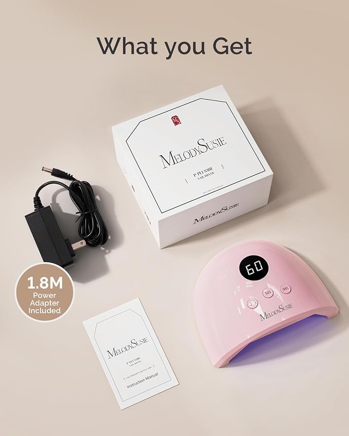 MelodySusie UV/LED Nail Lamp P-Plus30F for Rhinestone Glue | 36W; 3 Timer Settings; Smart Sensor; LCD Display; 99s Low-Heat Mode; 30 UV/LED Beads; Solid Nail Glue Gel; Liner Gel