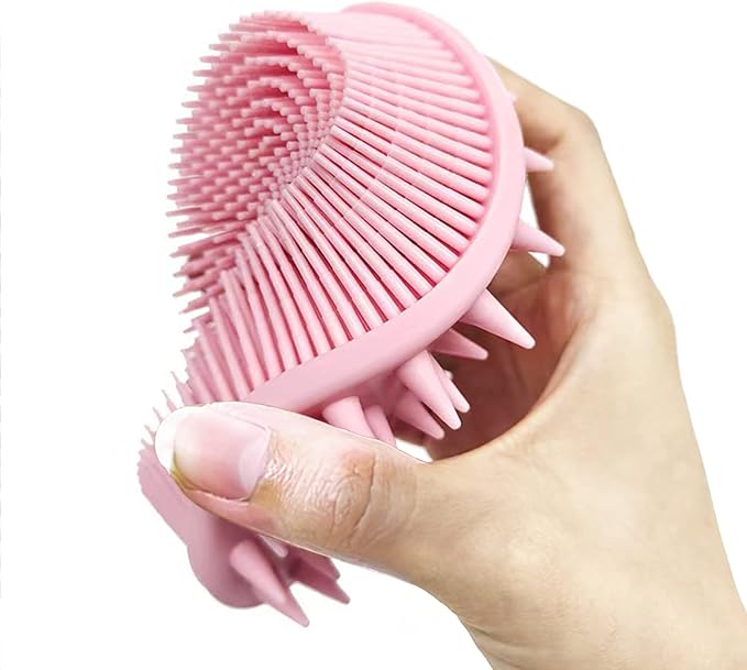 Pink Exfoliating Body Scrubber and Shower Brush - Soft Silicone Loofah for Kids and Adults - All Skin Types
