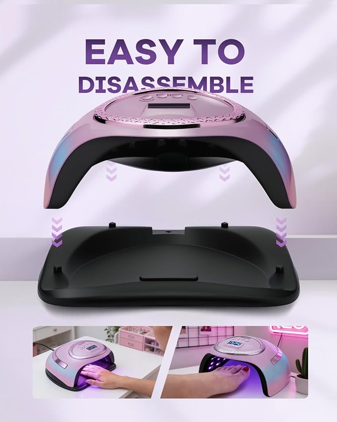 Professional UV LED Nail Lamp for Gel Nails,288W High Power Fast Curing Light with Unique Electroplated Purple Design, 4 Timers & Auto Sensor, Salon Curing Lamp for Home DIY Manicure Tools