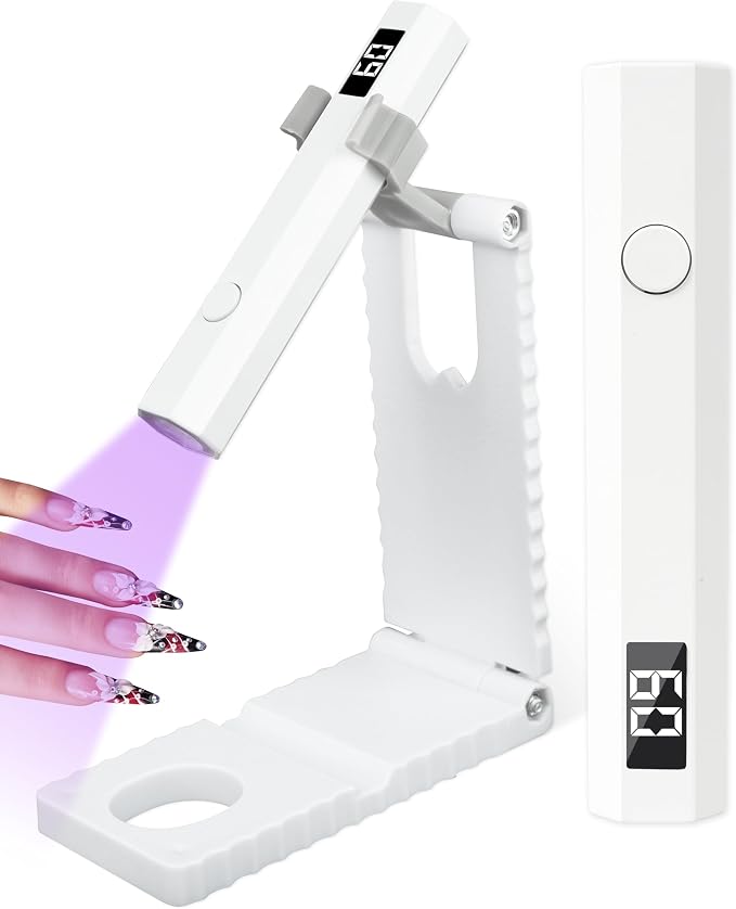 Mini UV Light for Nails,Portable LED Flash Cure Lamp for Gel X Polish, Small Handheld Magnetic Uv Pen for Single Finger, Nail Curing Lamp with Stand for Starter Salon DIY/Home Manicure/Travel