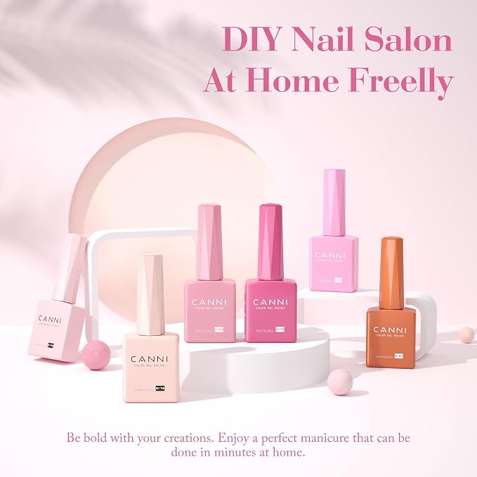 CANNI 9ML Gel Nail Polish Set, 6 Elegant Pink Shades UV LED Soak Off Gel | Smooth Application • Highly Pigmented • Glossy Finish • Long-Lasting Wear • Nail Art • Salon DIY Manicure • Easy Application