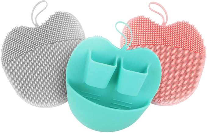 INNERNEED Anti-Slip Soft Silicone Facial Cleansing Brush Handheld Face Wash | Food-grade Hygienic Gentle Exfoliating and Massaging Face Scrubber Pad, Deep Clean for All Skin Types (Pack of 3)