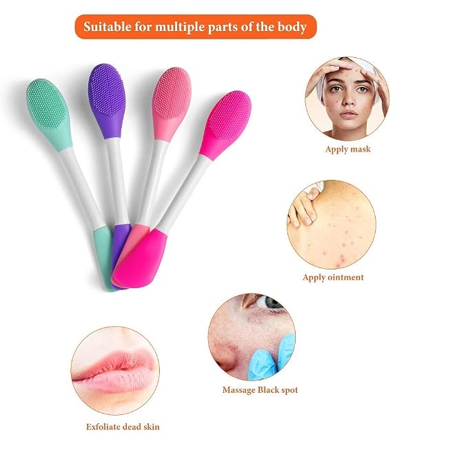 Silicone Brushes,Double-Ended Silicone Face Mask Brush,Facial Cleansing Brush, Premium Soft Facial Masks Other Skin Care Applicator Tool for Cream, Body Lotion,Moisturizer (Pink)