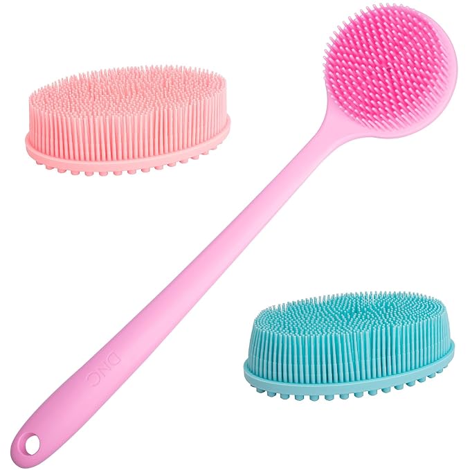 DNC 3 Pack Silicone Body Scrubber and Back Scrubber for Shower Brush
