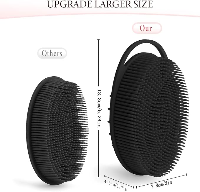 Silicone Body Scrubber, Silicone Loofah, 2 Pcs Silicone Shower Scrubber, Exfoliating Silicone Shower Scrubber, 2 in 1 Silicone Body Scrub Brush Scalp Massager Shampoo Brush for All Skin Men Women Kids