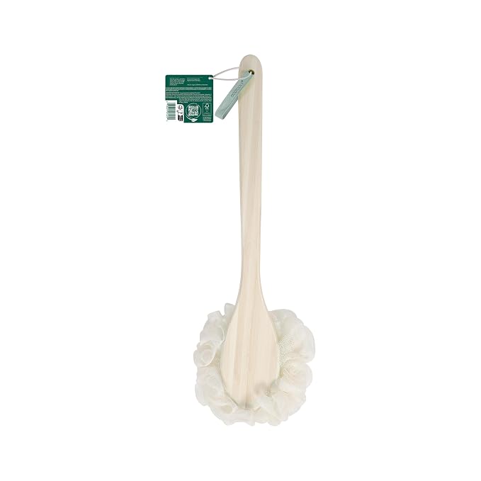 EcoTools EcoPouf Bath Brush, Loofah Brush for Bath & Shower, Made with Long Handle & Recycled, Soft Netting for Gentle Exfoliation, Back Brush for Men & Women, Eco-Friendly & Cruelty-Free, 1 Count