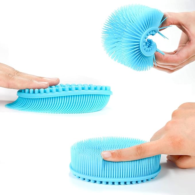 TDHDIKE Silicone Body Scrubber Loofah Set of 3 Exfoliating | Soft Bath Shower Brush for Sensitive Skin, Kids Women Men, Hygienic & Easy to Clean