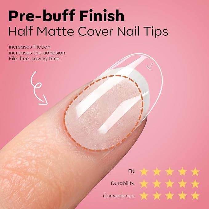 modelones X Nail Gel Kit, , 9-in-One Glue Prep Dehydrator UV Light Clipper | 510Pcs Extra Short Oval Round Fake Nails 15Sizes Pre-shaped Half Matte Press on Oval Tips for Extension DIY Salon