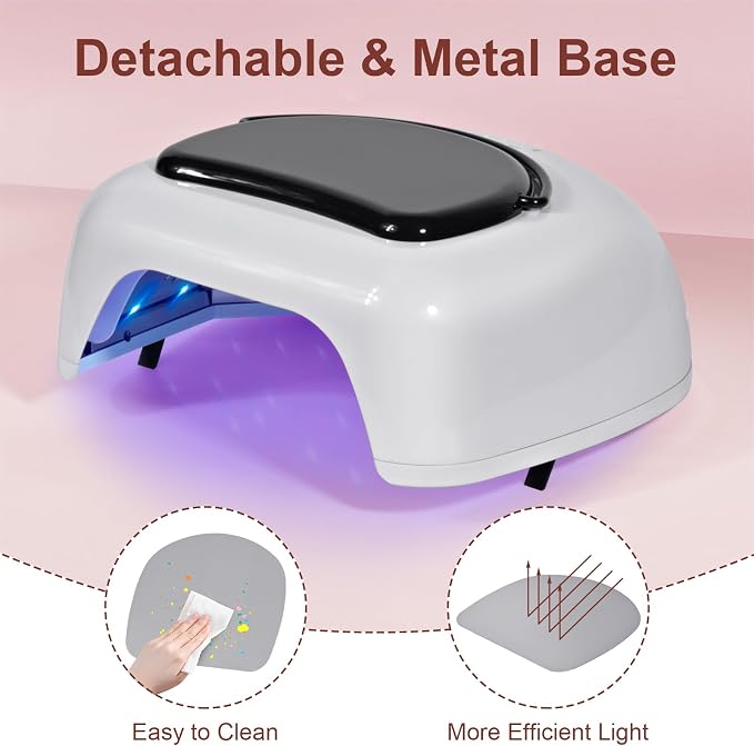 Professional Rechargeable 96W UV LED Nail Lamp, Cordless Nail Dryer with 4 Timer Settings, Smart Sensor, Removable Metal Base Fast Curing Lamp for Salon and Home,White&Black