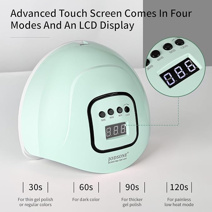 JODSONE U V LED Nail Lamp Gel Polish Dryer Light Green with Smart Auto Sensor 4 Timing Modes Fast Curing