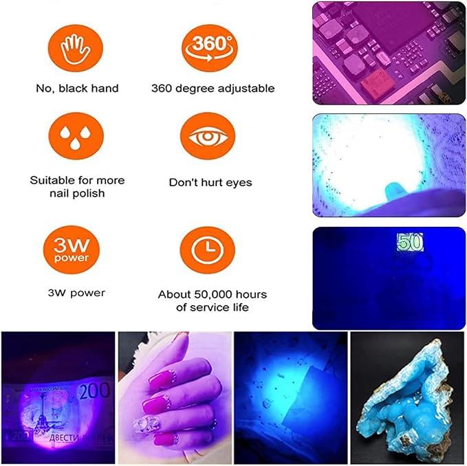 Brokimis Mini UV Lamp for Gel Nails LED Curing Lamp | Flexible Gooseneck & Clamp 3W Portable Small Manicure UV Light Nail Dryer for Resin Curing Nail Art