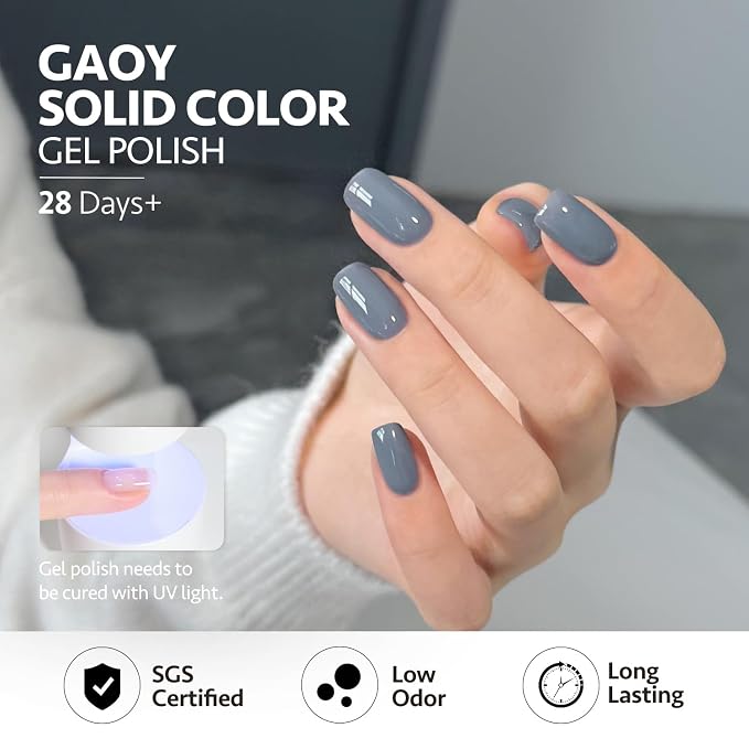 GAOY Dusty Blue Gel Nail Polish Set, 6 Colors Denim Gray Pale UV Gel Polish | UV Lamp Required, Pigmented, Long Lasting, Easy to Apply, Salon Manicure at Home, Gift for Women