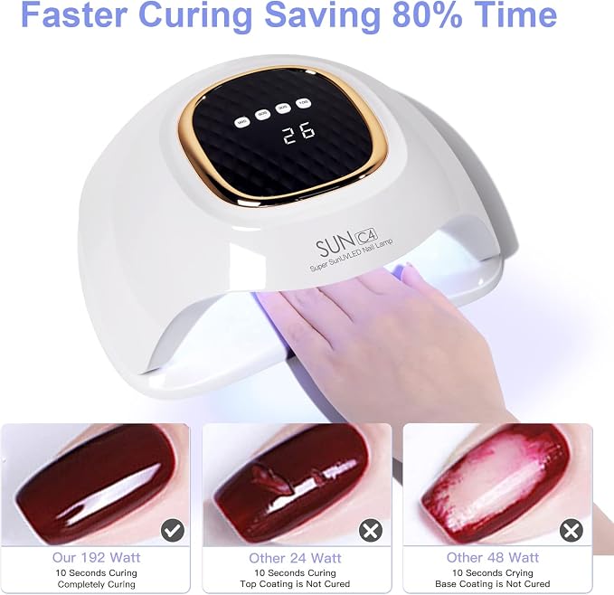 MIRAGE LAYON UV Nail Lamp - Fast Drying, Powerful & Efficient LED Nail Lamp with 4 Timing Settings & Infrared Automatic Sensor Professional UV Light for Home Salon Nail Art Tools